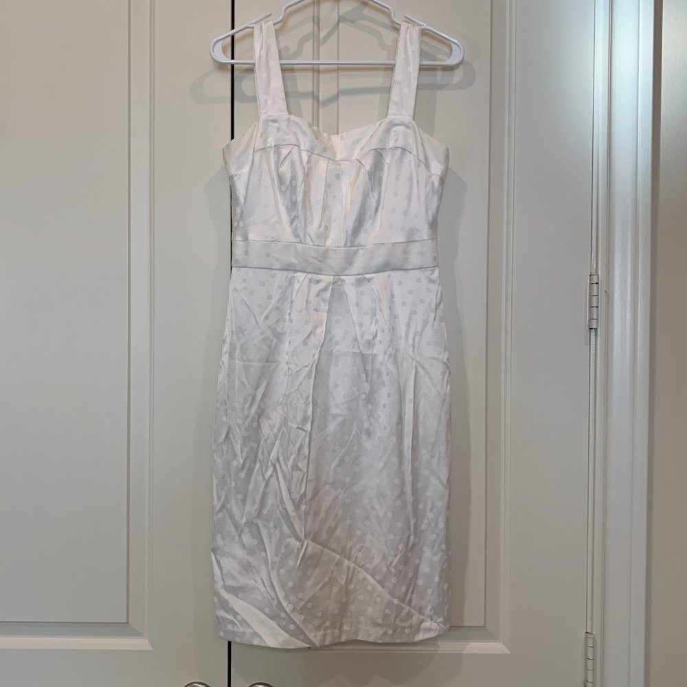 Donna Ricco white midi  dress with polka dots